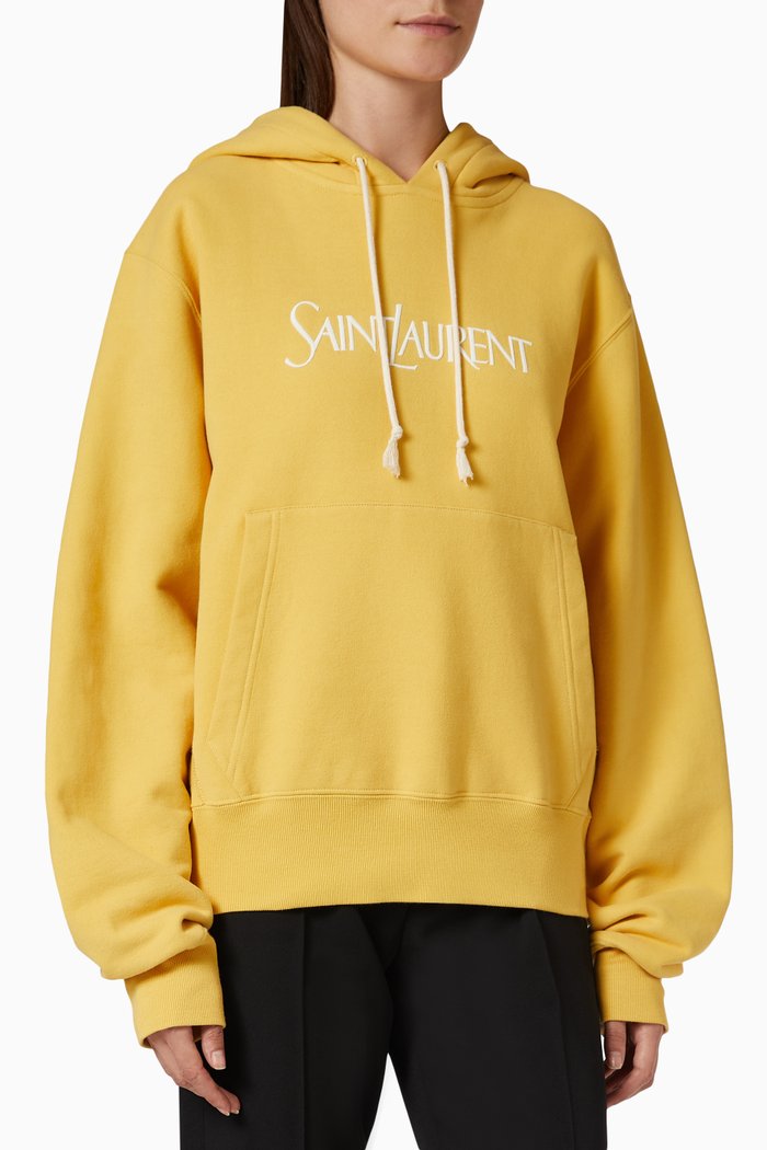 Logo Oversized Hoodie in Cotton-fleece, Yellow