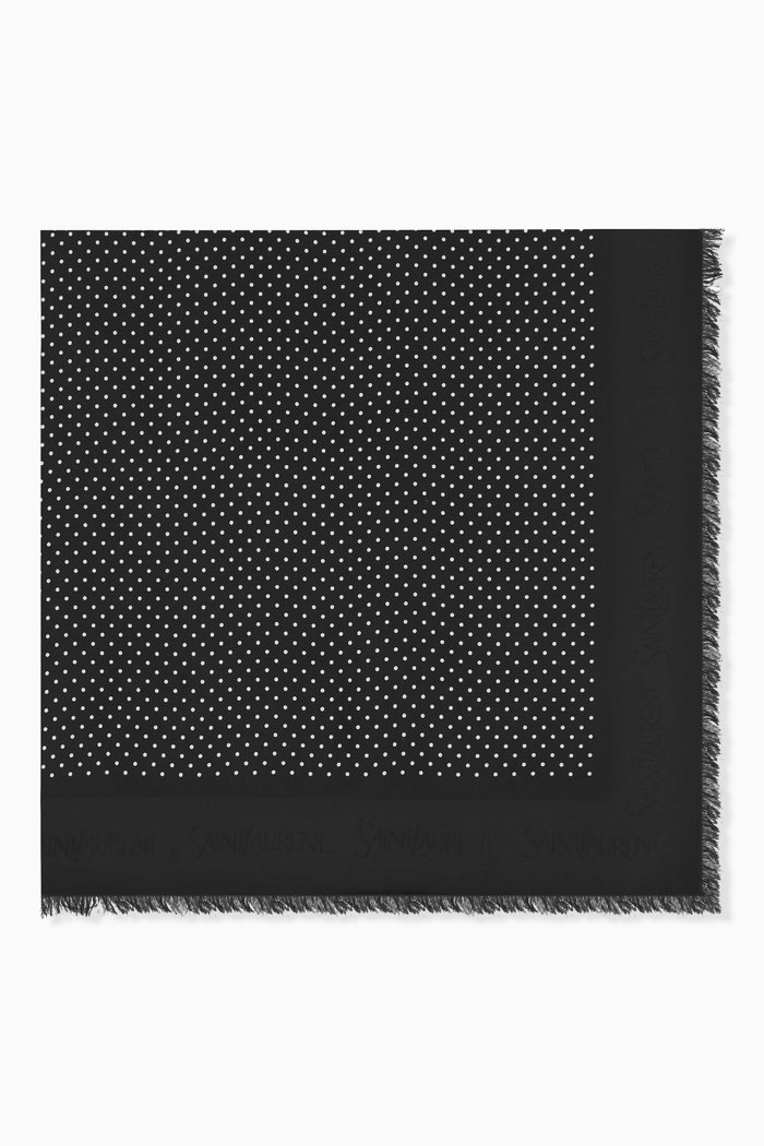 

Large Square Scarf in Dotted Modal & Silk, Black