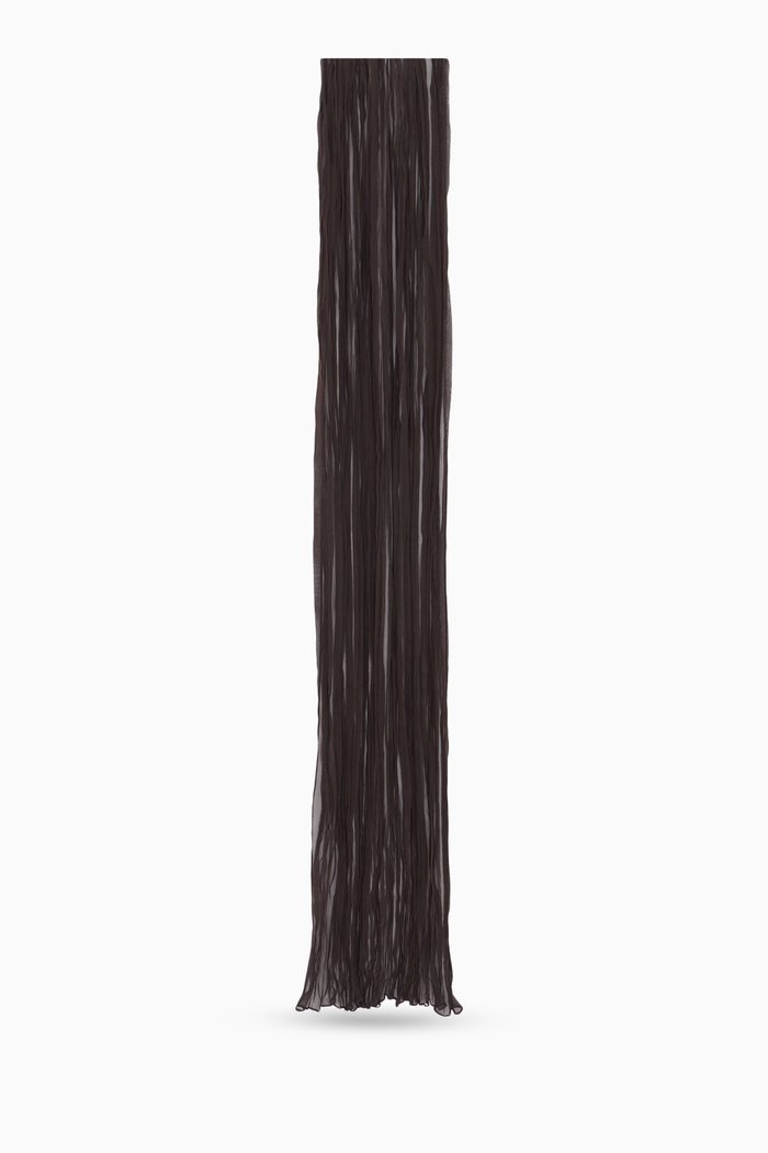 

Pleated Scarf in Silk Muslin, Brown