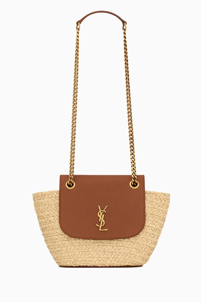 

Mini Manon in Raffia & Aged Vegetable-Tanned Leather, Neutral