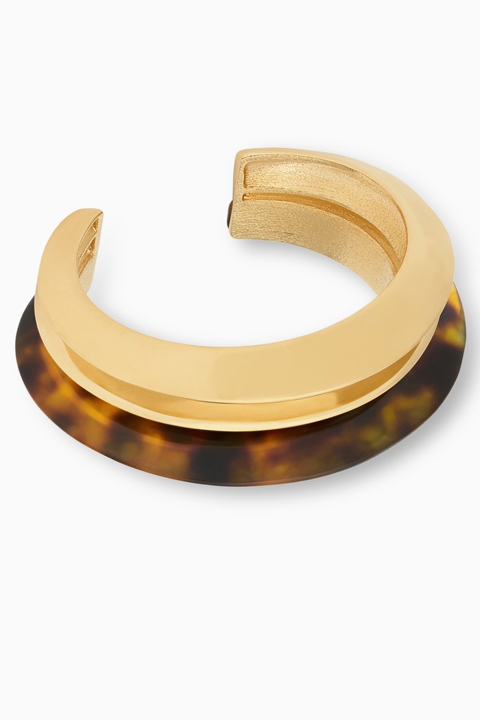 

Tortoiseshell Open Duet Cuff in Resin, Brown