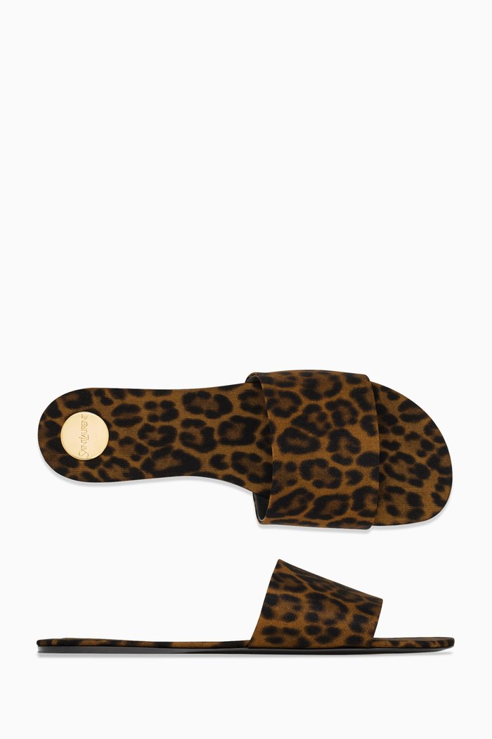 

Carlyle Slides in Leopard-print Grosgrain, Brown