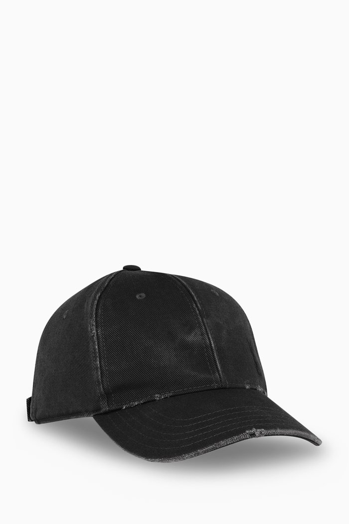 Cassandre Baseball Cap in Washed Denim, Black