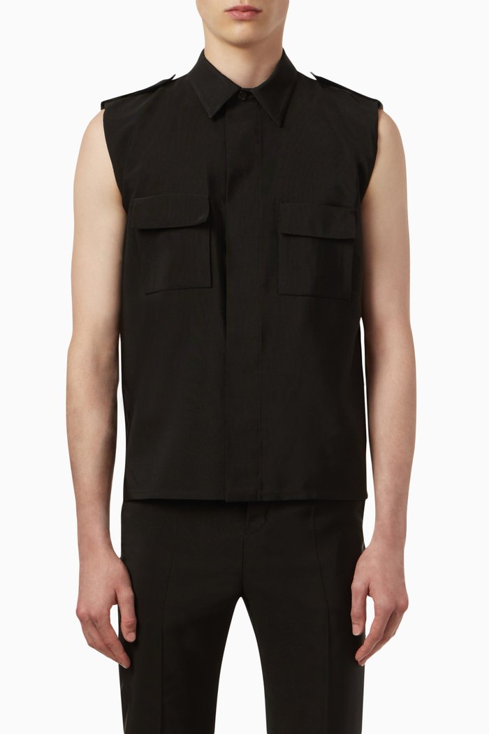 

Saharienne Safari Shirt in Faille, Black