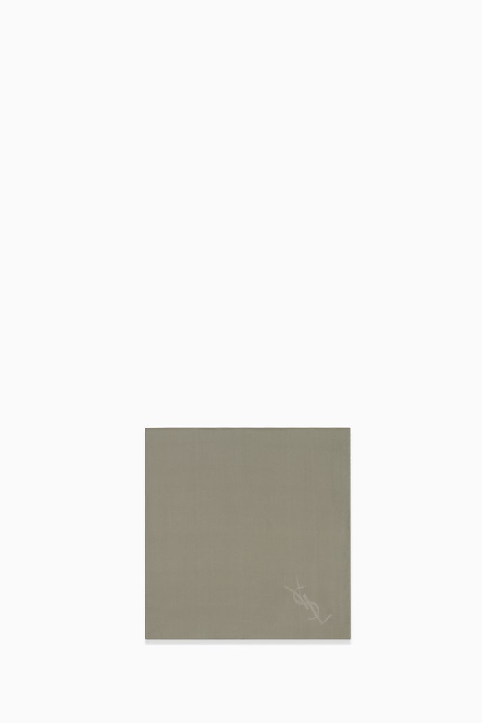 

Cassandre Square Scarf in Silk Charmeuse, Green