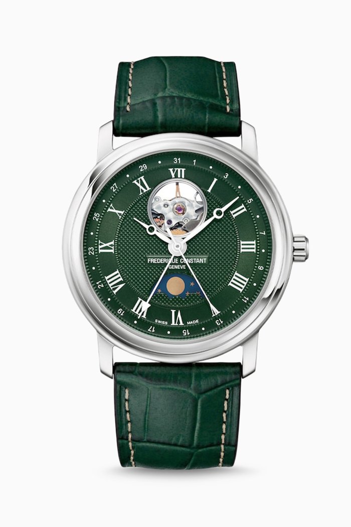 

Classics Heart Beat Moonphase Date Leather Watch, 40mm, Green