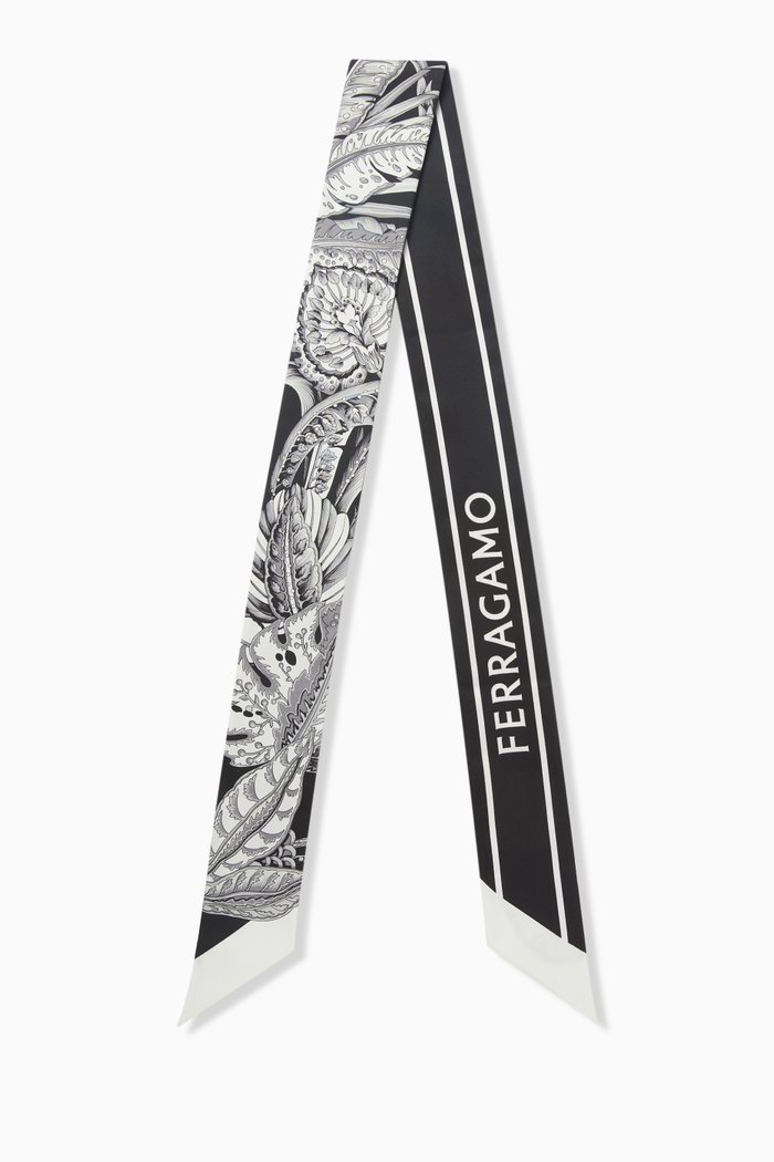 

Twilly Neck Scarf in Silk, Black