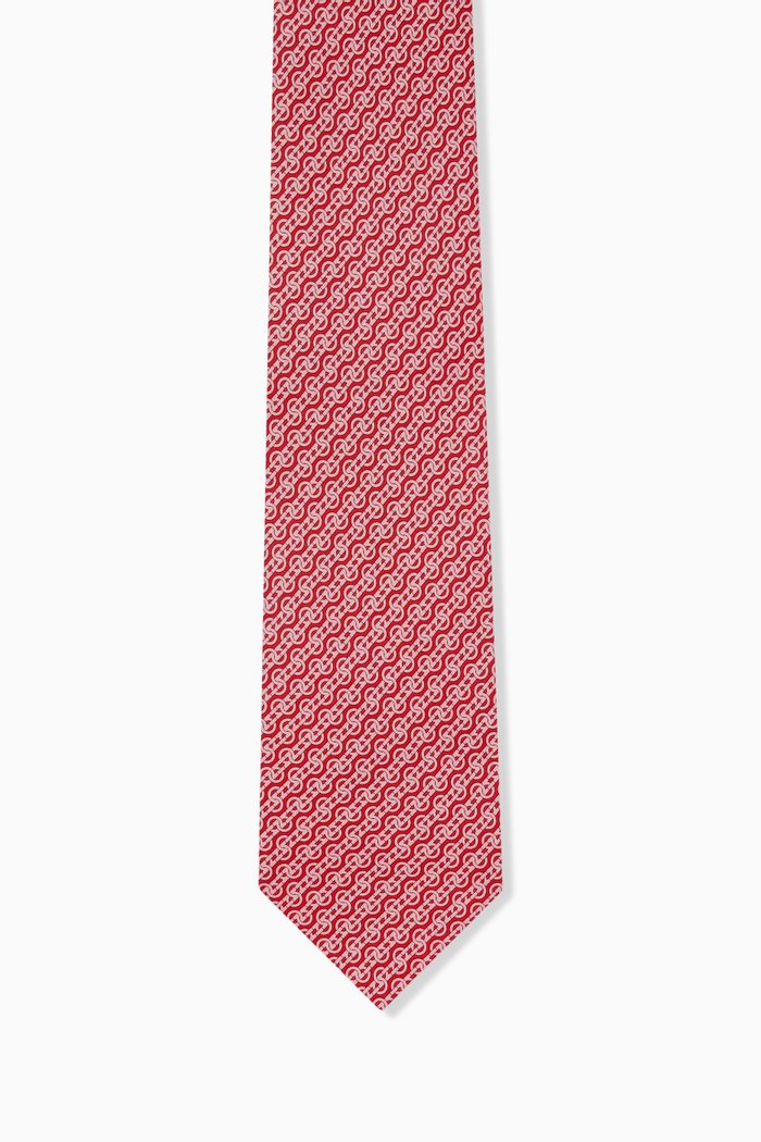 

Woven Gancini Tie in Silk Jacquard, Red