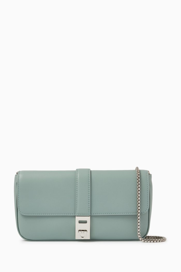 Mini Shoulder Bag in Leather, Green