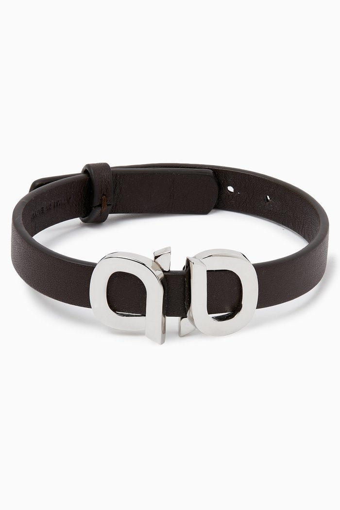 

Gancini Bracelet in Leather, Brown