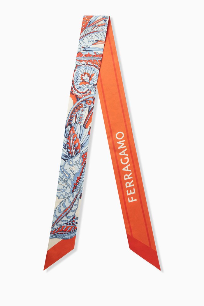 

Twilly Neck Scarf in Silk, Orange