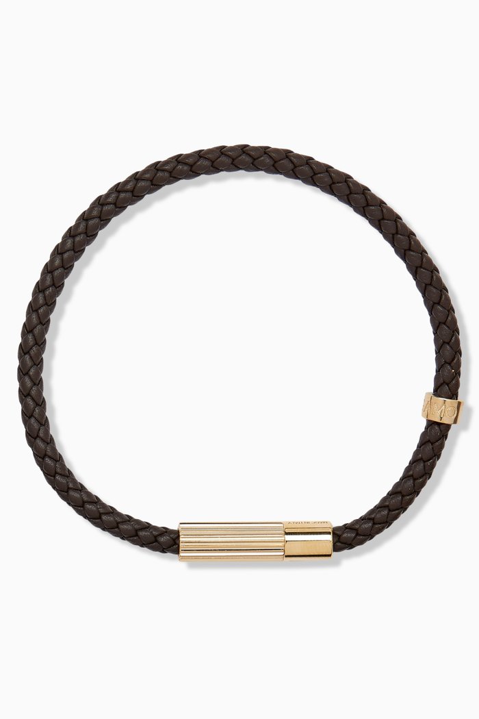 

Braided Bracelet in Calfskin, Brown