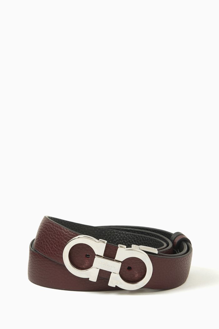 

Donna Reversible Belt in Calfskin Leather, Green