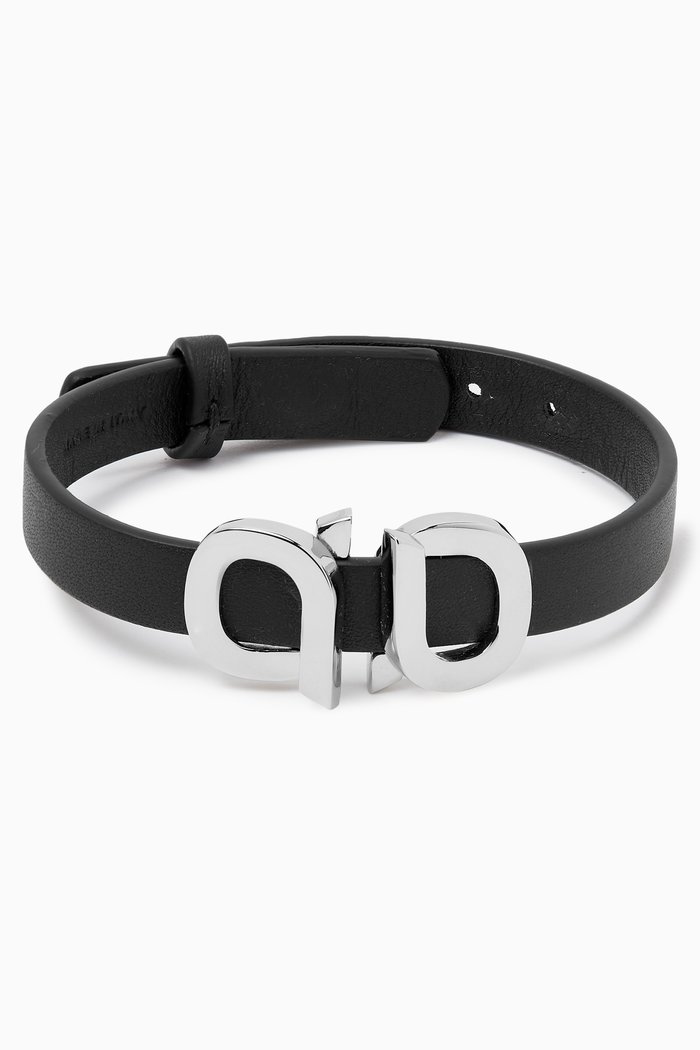 

Gancini Bracelet in Leather, Black
