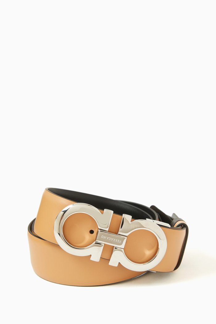 

Donna Reversible Belt in Calfskin Leather, Brown