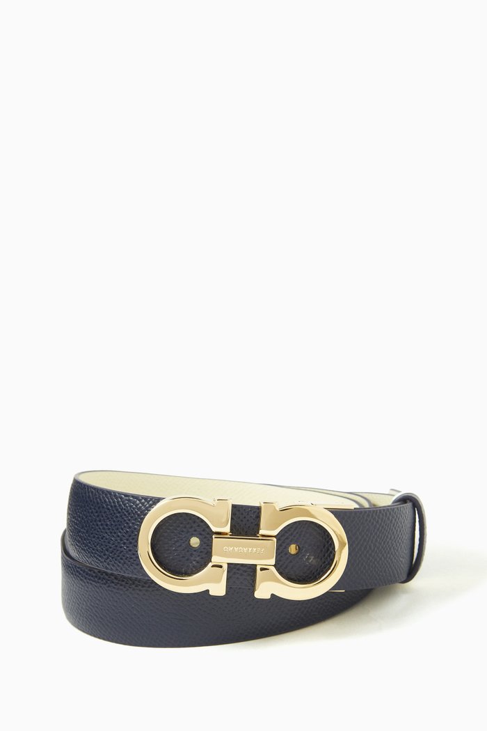 

Donna Reversible Belt in Calfskin Leather, White