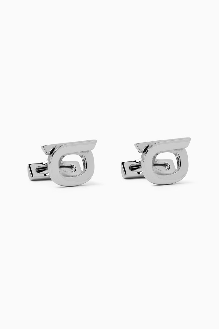 Gancini Cufflinks in Brass, Grey