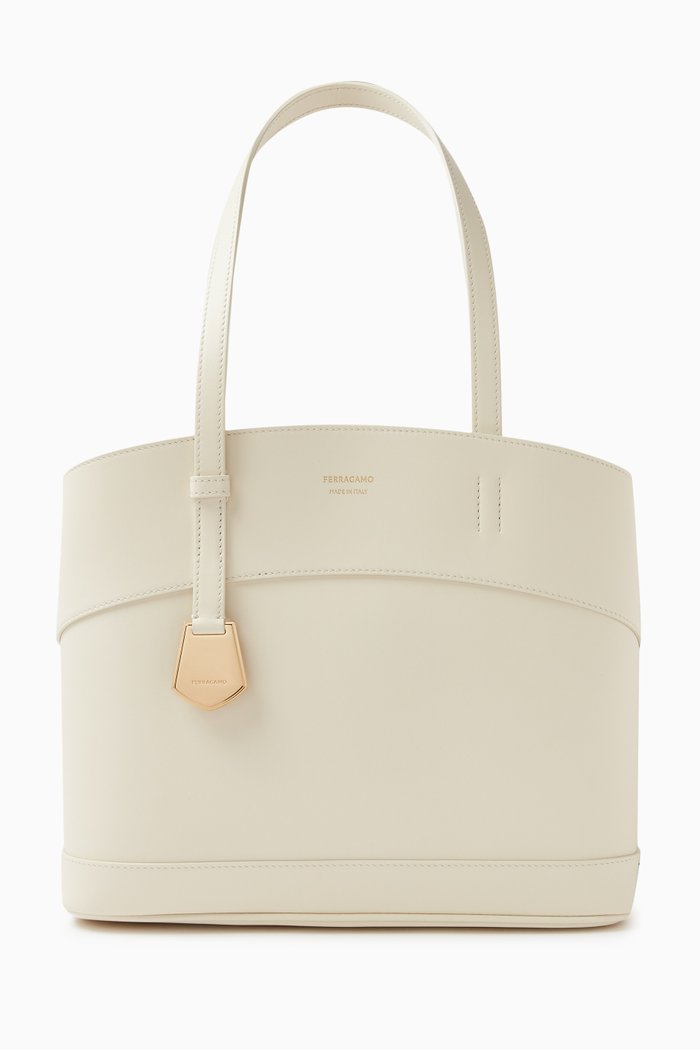 

Small Charming Tote Bag in Smooth Leather, White