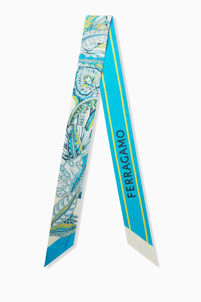 

Twilly Neck Scarf in Silk, Blue