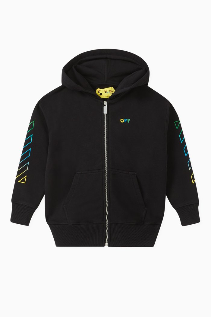 

Arrow Rainbow Logo Zip Hoodie in Cotton, Black