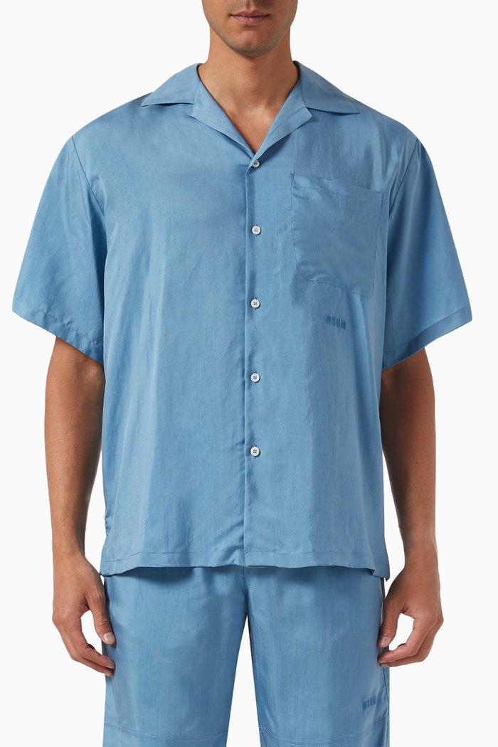 

Bowling Shirt in Cupro, Blue
