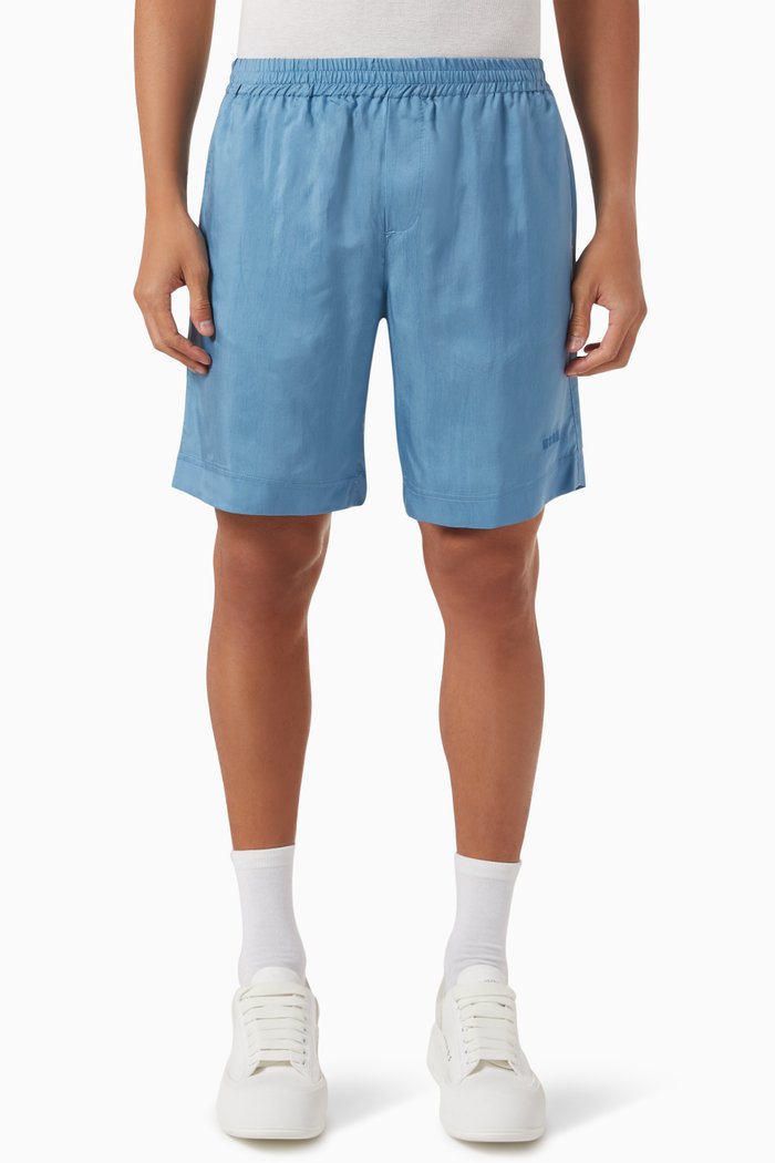 

Logo-embroidered Shorts in Cupro, Blue