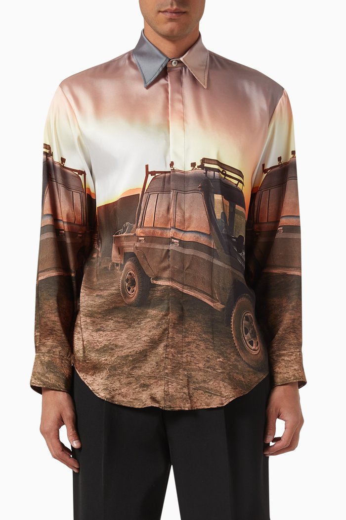 

Graphic-print Shirt in Satin, Multicolour