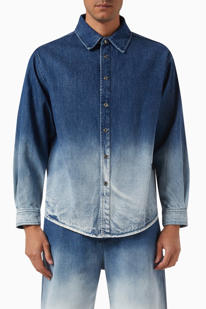 

Fade-effect Shirt in Denim, Blue