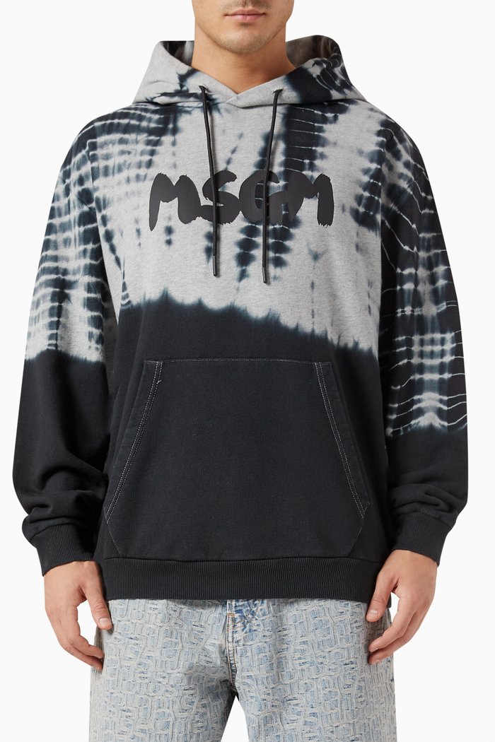 

Tie-dye Hooded Sweatshirt in Cotton, Grey