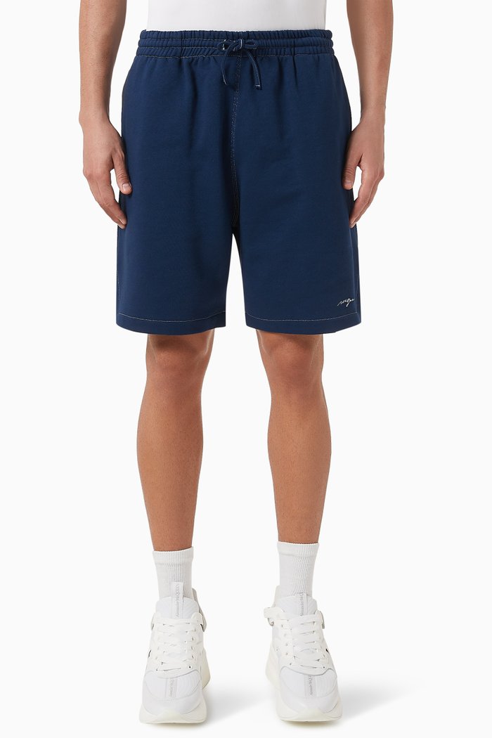 

Logo-embroidered Bermuda Shorts in Cotton, Blue