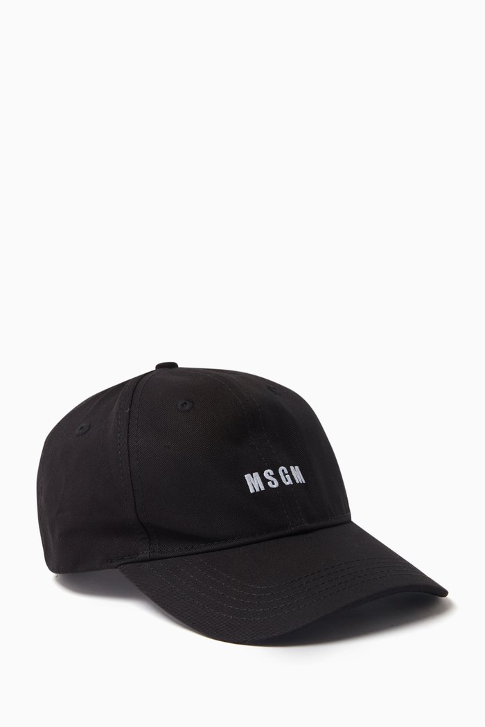

Embroidered Logo Baseball Cap in Cotton Gabardine, Black