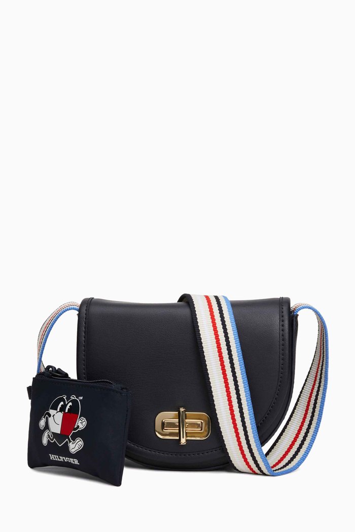 

Turn Lock Saddle Bag in Faux-leather, Blue
