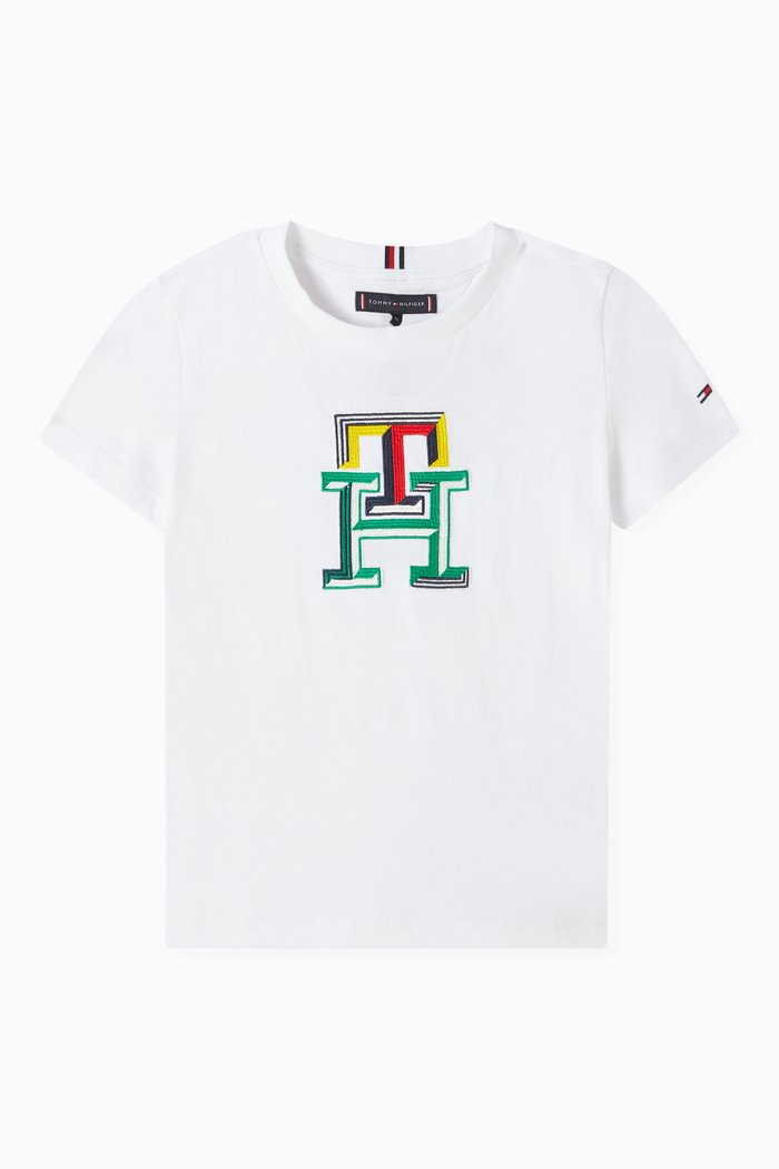 Logo-embroidered T-shirt in Cotton, White