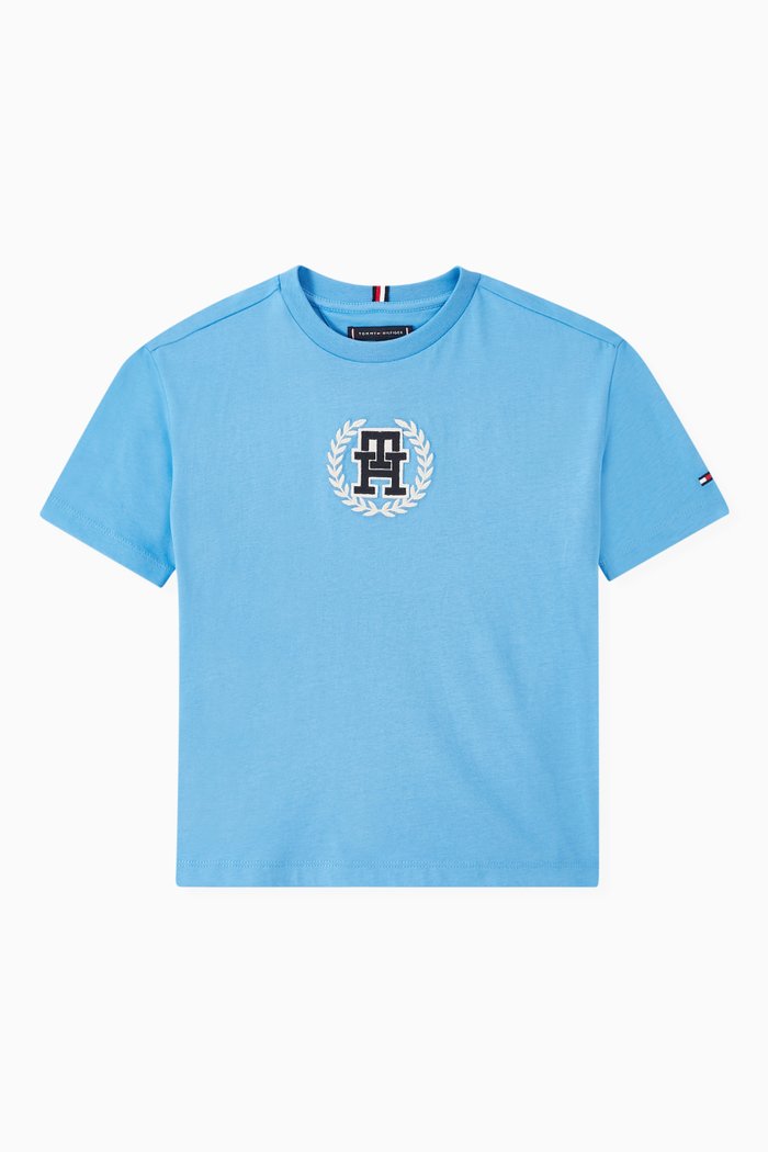 

Monogram Crest Logo T-shirt in Cotton, Blue