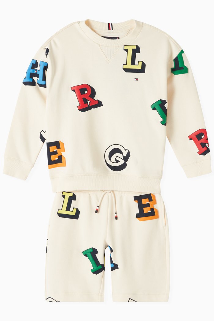 

Monotype Sweatshirt & Shorts Set in Cotton, Neutral