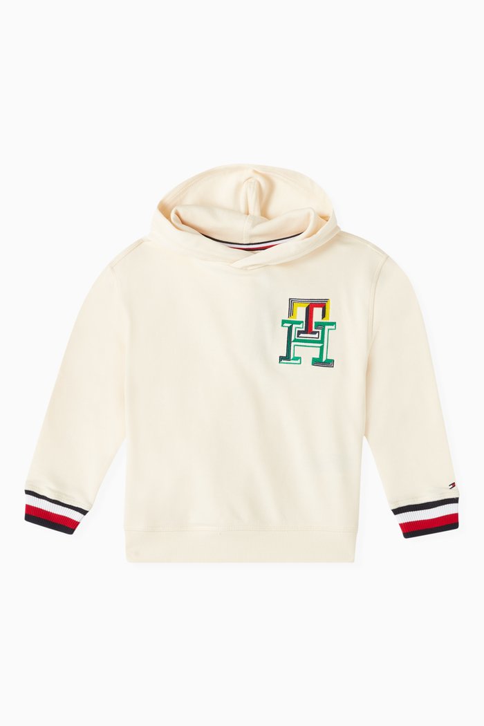 

Logo Signature Cuffs Hoodie in Cotton, Neutral