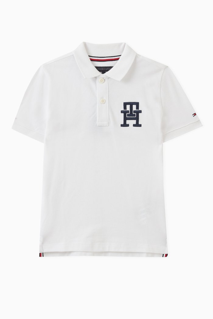 

TH Monogram Polo Shirt in Cotton, White