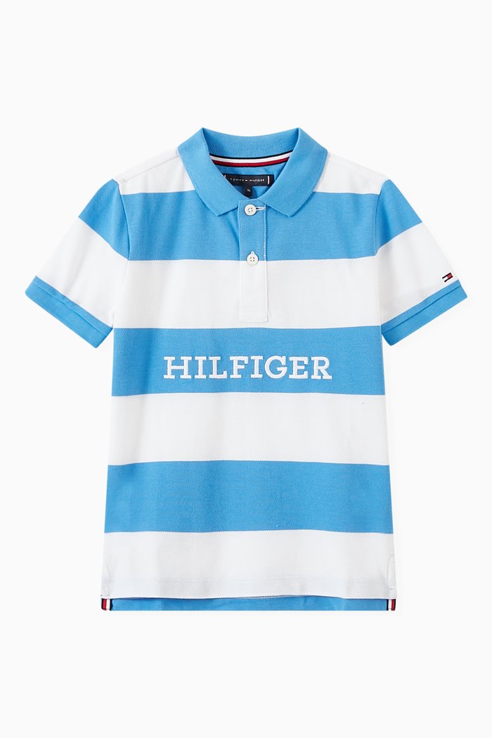 

Monotype Colour-Blocked Polo Shirt in Cotton, Blue