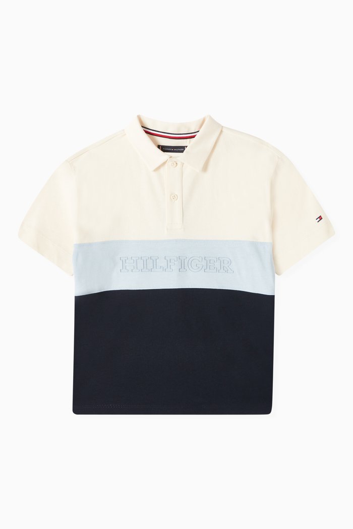 

Monotype Colour-block Polo Shirt in Cotton, Blue
