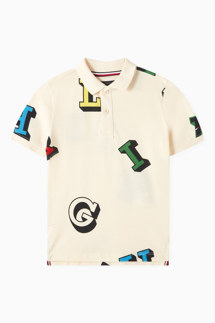 

All-over logo Polo Shirt in Cotton-pique, Neutral