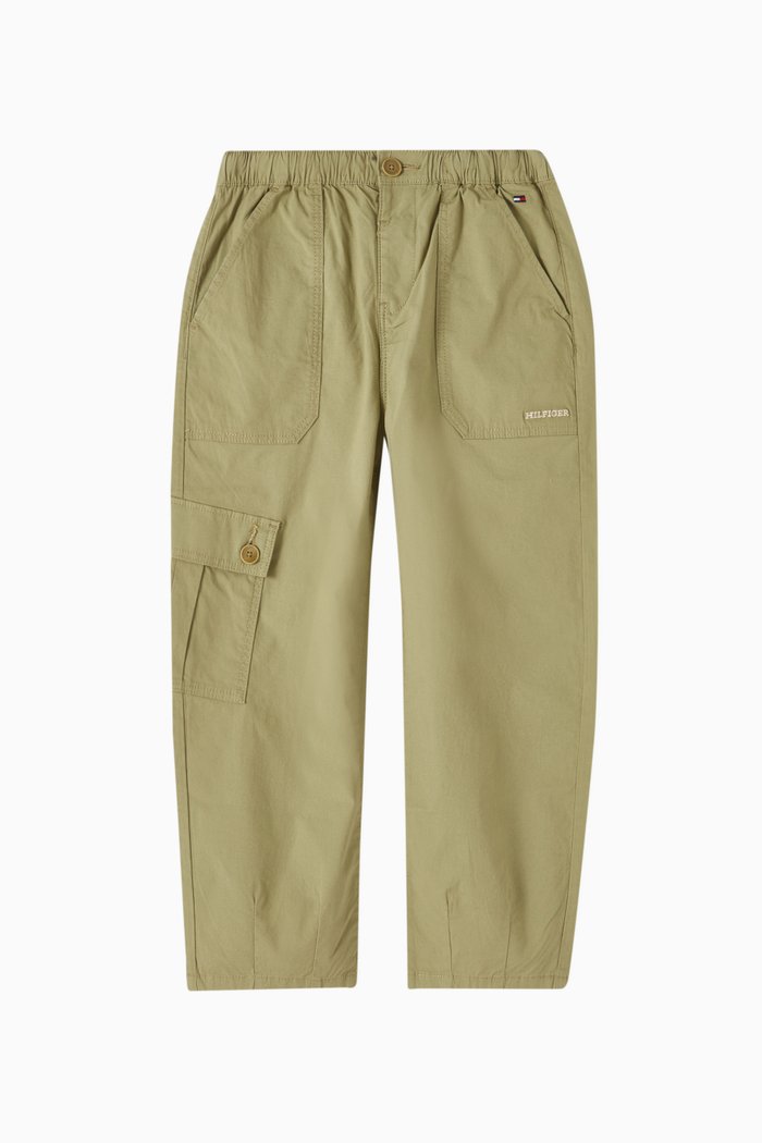 

Wide Leg Cargo Pants in Organic-cotton Stretch, Green
