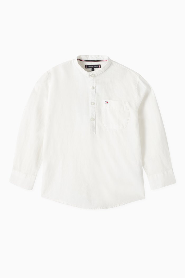 

Mandarin Collar Shirt in Cotton, White