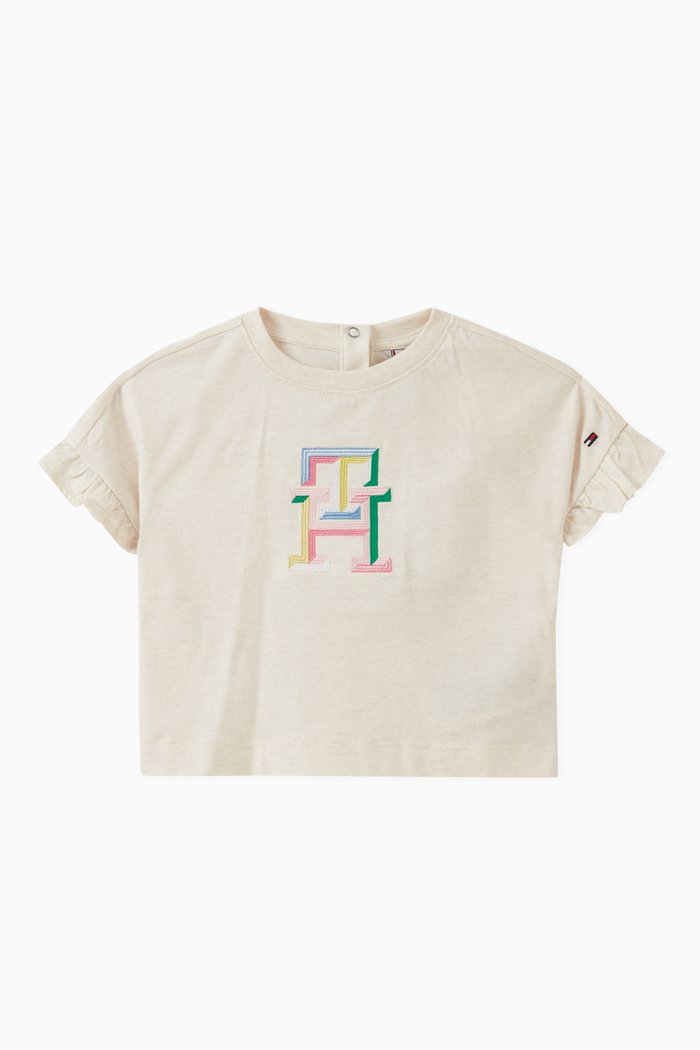 Monogram T-shirt in Cotton, Brown