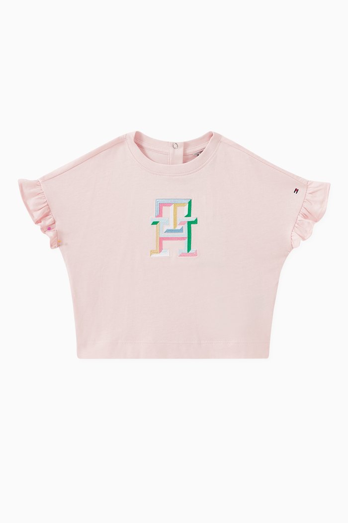 Monogram T-shirt in Cotton, Pink