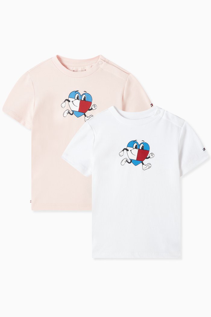 

Flag Character T-shirt, Set of 2 in Cotton-stretch, Pink