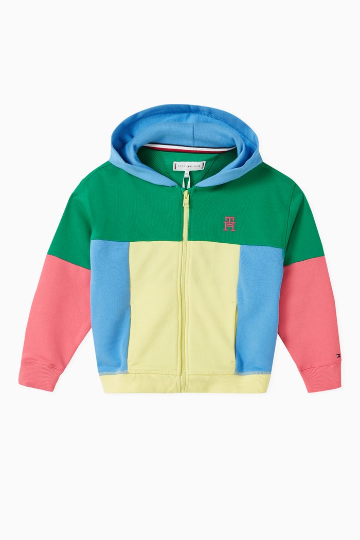 

TH Monogram Colour-block Hoodie in Cotton, Green