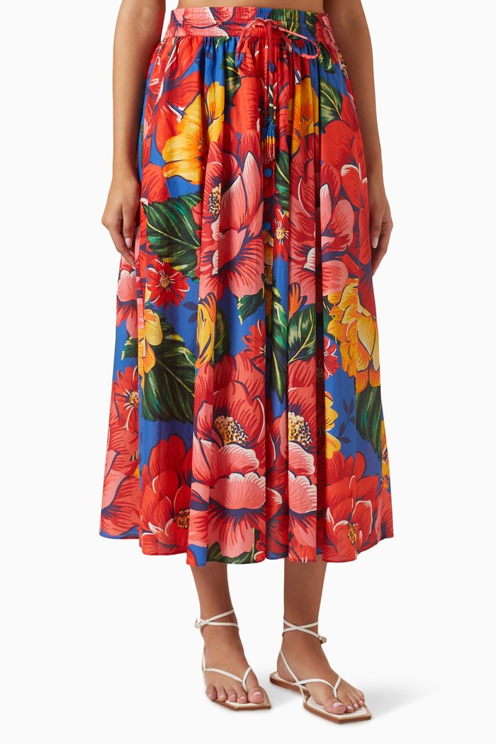 

Winter Chita Maxi Skirt in Cotton, Blue