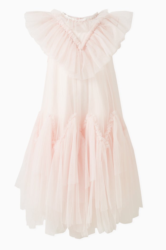 

Lacquer Embellished Dress in Tulle, Pink