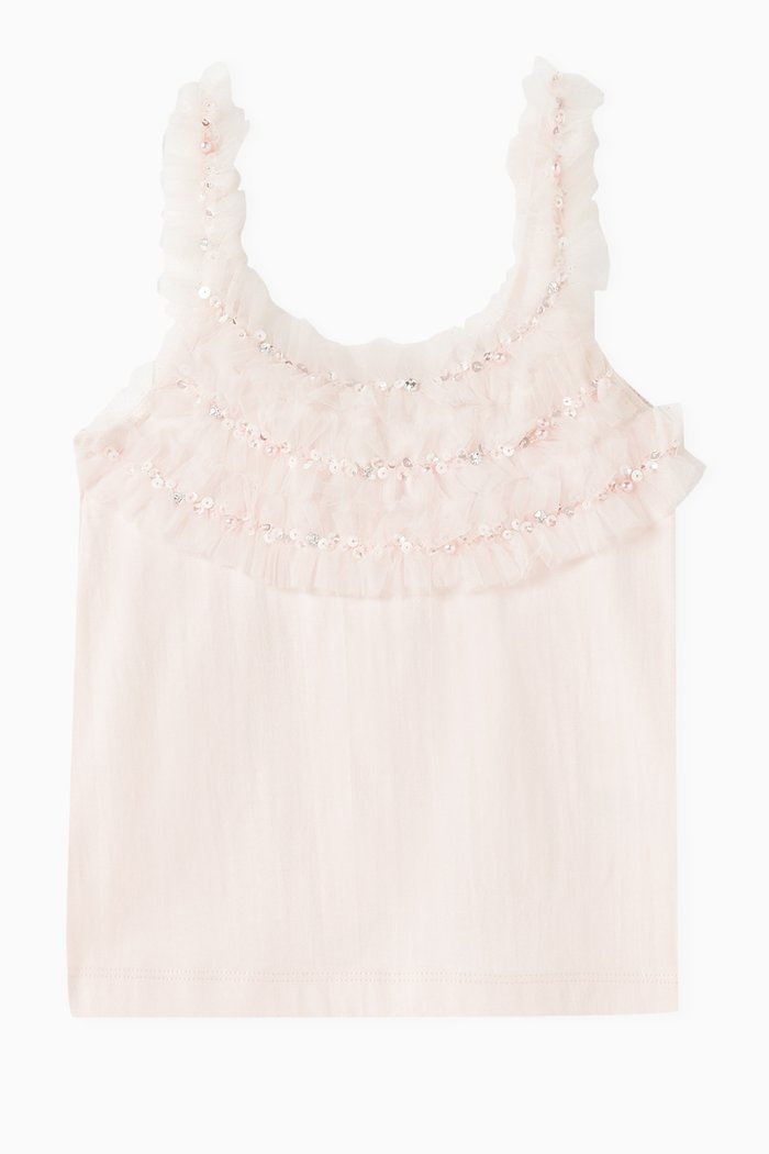 

Sketch Embellished Top in Cotton, Pink