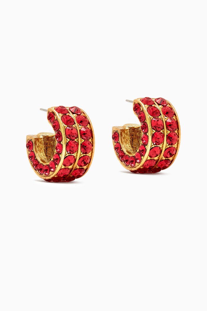 

Double Mini Hoop Earrings in Metal, Pink